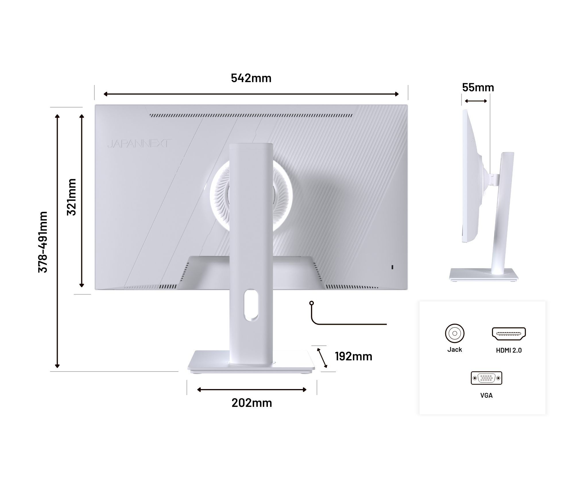 JAPANNEXT JN-I238FHD120F-HSP-W 23,8" Gaming Monitor 1920 x 1080 IPS 120 Hz Weiß