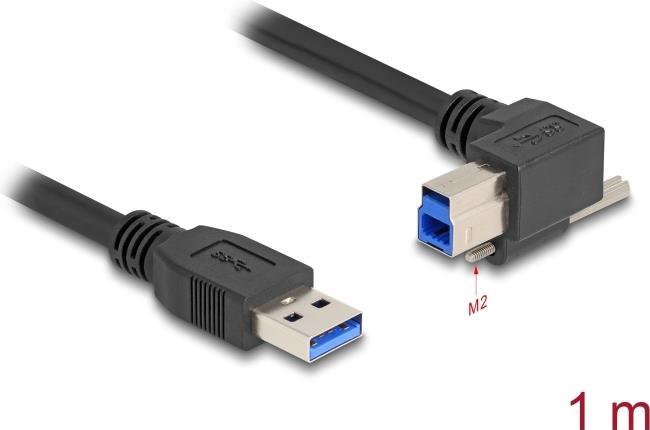 Delock USB 5 Gbps Kabel Typ-A Stecker gerade zu Typ-B mit Schraube 90° nach (80484)