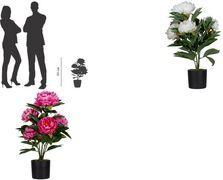 PAPERFLOW Kunstpflanze "Pfingstrose", weiß, Höhe: 550 mm Blumen und Blätter: Polyester, Stamm: Polyethylen, - 1 Stück (PAPIVB55)