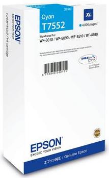 Epson C13T75524N. Tintenpatronenkapazität: Hohe (XL-) Ausbeute, Versorgungstyp: Einzelpackung, Seitenergebnis Farbtinte: 4000 Seiten, Volumen Farbtinte: 39 ml, Menge pro Packung: 1 Stück(e) (C13T75524N)
