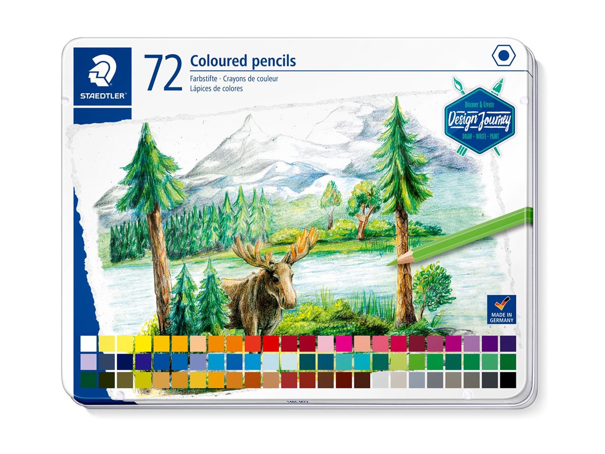 STAEDTLER Design Journey 146C Buntstift-Set, 72 Stück im Metalletui, weiche Mine 2,9 mm