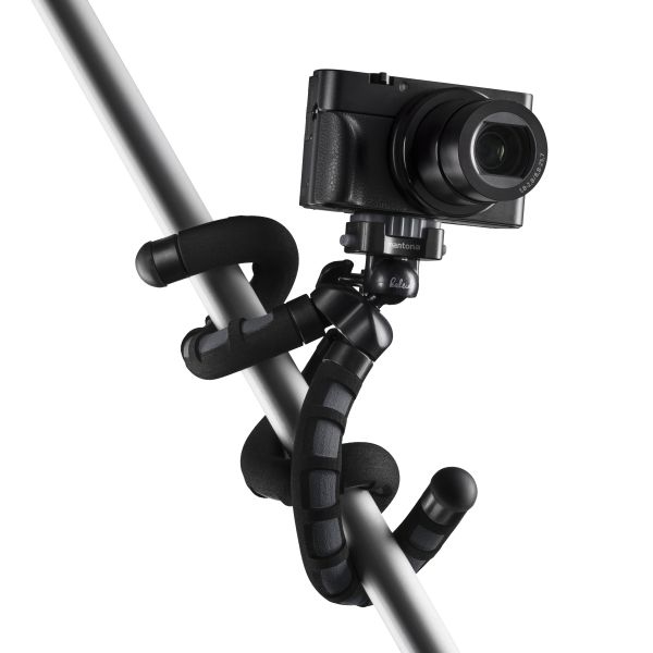 mantona kaleido Flex Mini-Flexstativ 27 cm mit 360° Kugelkopf Schwarz, Grau