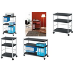 PAPERFLOW Multifunktionswagen M, 3 Böden, schwarz / silber aus epoxidbeschichtetem Metall, Fachböden schwarz lackiert, - 1 Stück (DP3M.01)