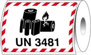 Brady , ADR-LBM-UN3481, B-7610, Verpackungsetiketten - Lithiumbatterie-Markierung, Papier, matt, Schwarz & Rot auf Weiß, 105 x 74 mm, rechteckig, permanent, Beschriftung: UN3481 (1000 Etiketten/Rolle) (237814)