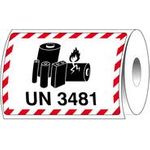 Brady , ADR-LBM-UN3481, B-7610, Verpackungsetiketten - Lithiumbatterie-Markierung, Papier, matt, Schwarz & Rot auf Weiß, 105 x 74 mm, rechteckig, permanent, Beschriftung: UN3481 (1000 Etiketten/Rolle) (237814)