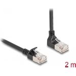 Delock RJ45 Netzwerkkabel Cat.6A S/FTP Slim 90° unten gewinkelt / gerade 2 m schwarz (80306)