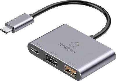 Renkforce RF-TCH-100 3 Port USB 3.0-Hub mit USB-C Stecker Grau (RF-6735680)