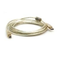 InLine® USB 2.0 Kabel, A an B, transparent, mit Ferritkern, 3m (34535)