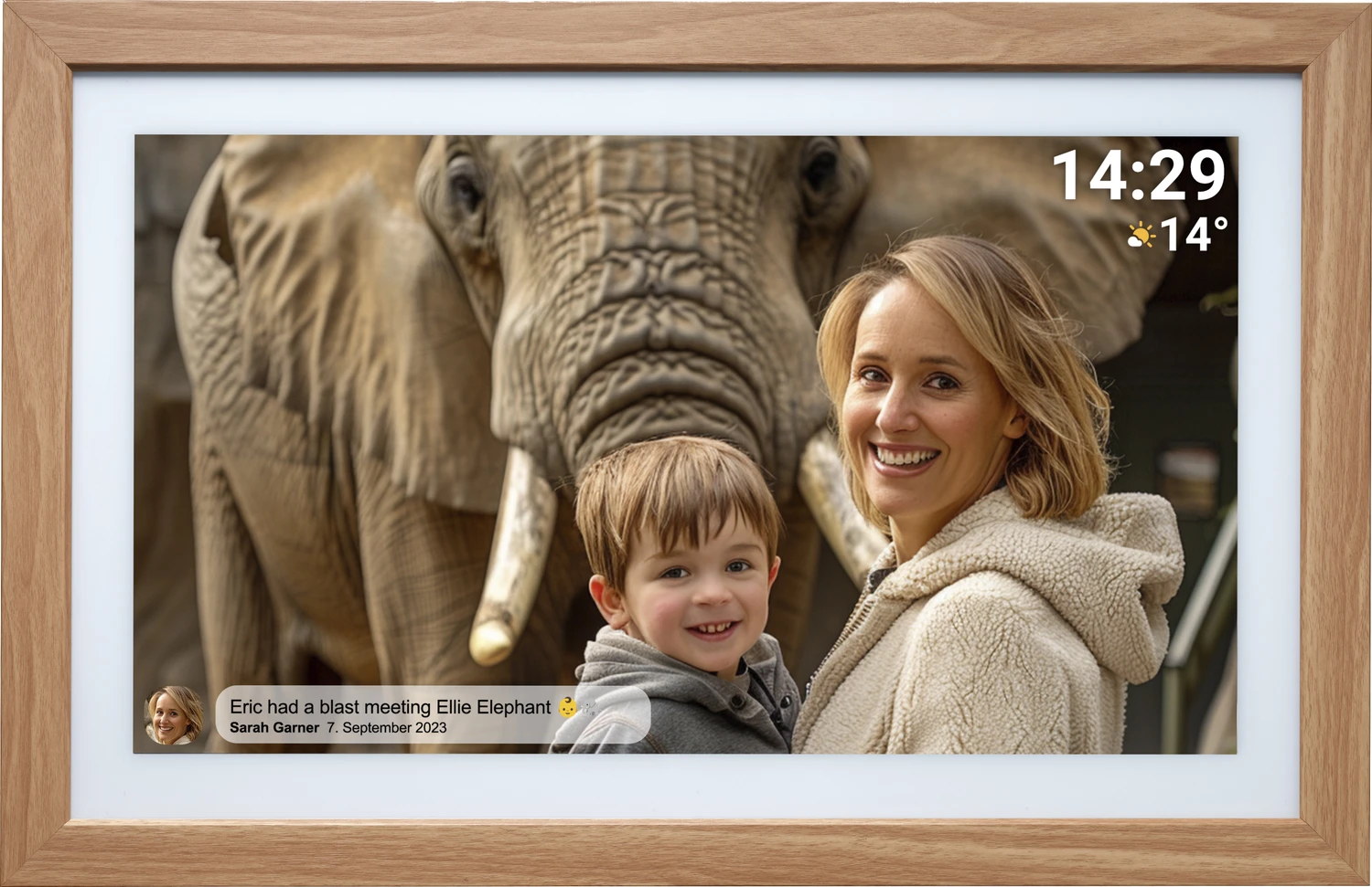 Denver Frameo PFF?2160LW PFF?2162LW Digitaler Bilderrahmen – 54,6 cm (21,5 Zoll) – 1920x1080 – IPS – WLAN – Frameo – 16 GB – Holzoptik