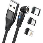 RealPower Magnetic cable 3 Amp,2m,schwarz mit Adaptern (439643)