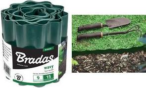 Bradas Rasenkante, Höhe: 250 mm, Länge: 9 m, grün gewellt, aus witterungsbeständigem Kunststoff, - 1 Stück (OBFG 0925)