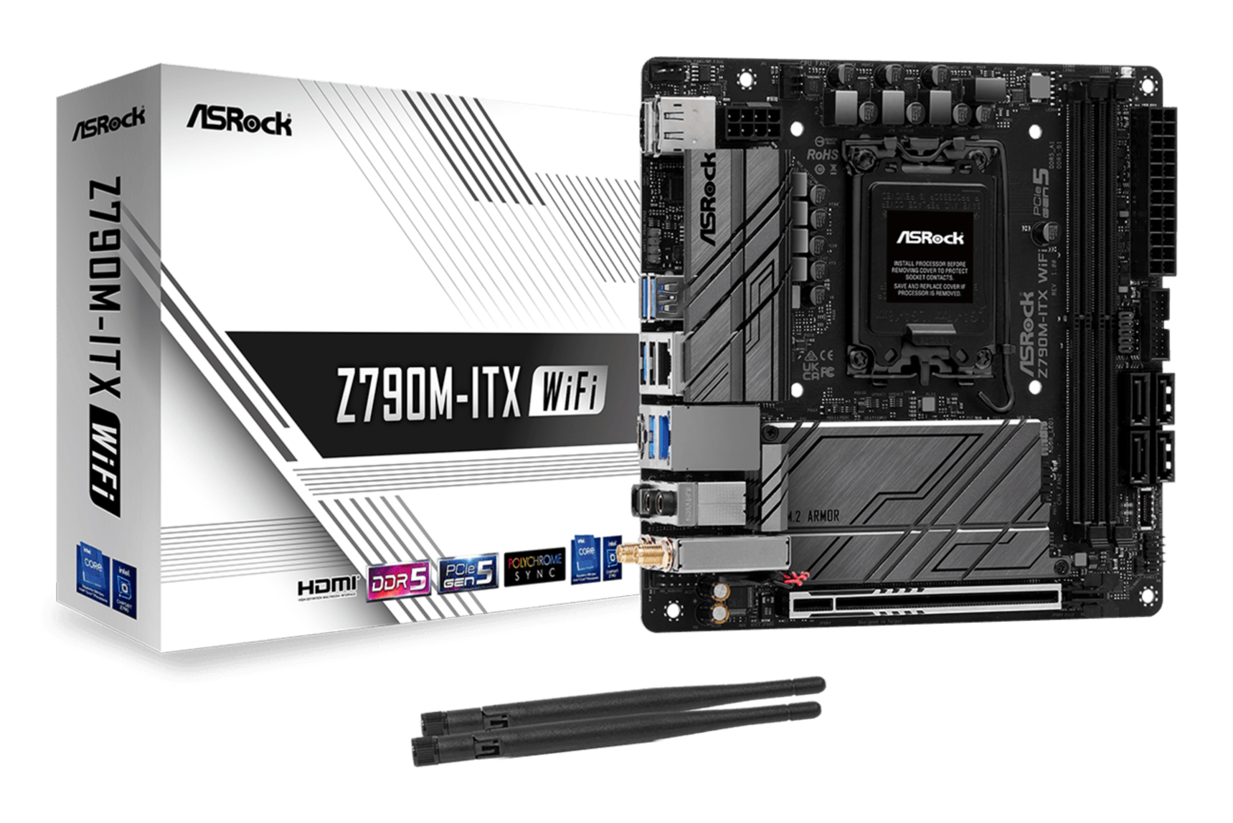 ASRock Z790M-ITX WiFi Mainboard Mini-ITX LGA1700 Intel Z790 DDR4 Wi-Fi 6E Schwarz/Grau