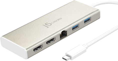 j5create JCD381-N USB Type-C™ Dual HDMI Mini Dock-Ethernet/ USB 3.1 HUB / PD2.0 (JCD381-N)