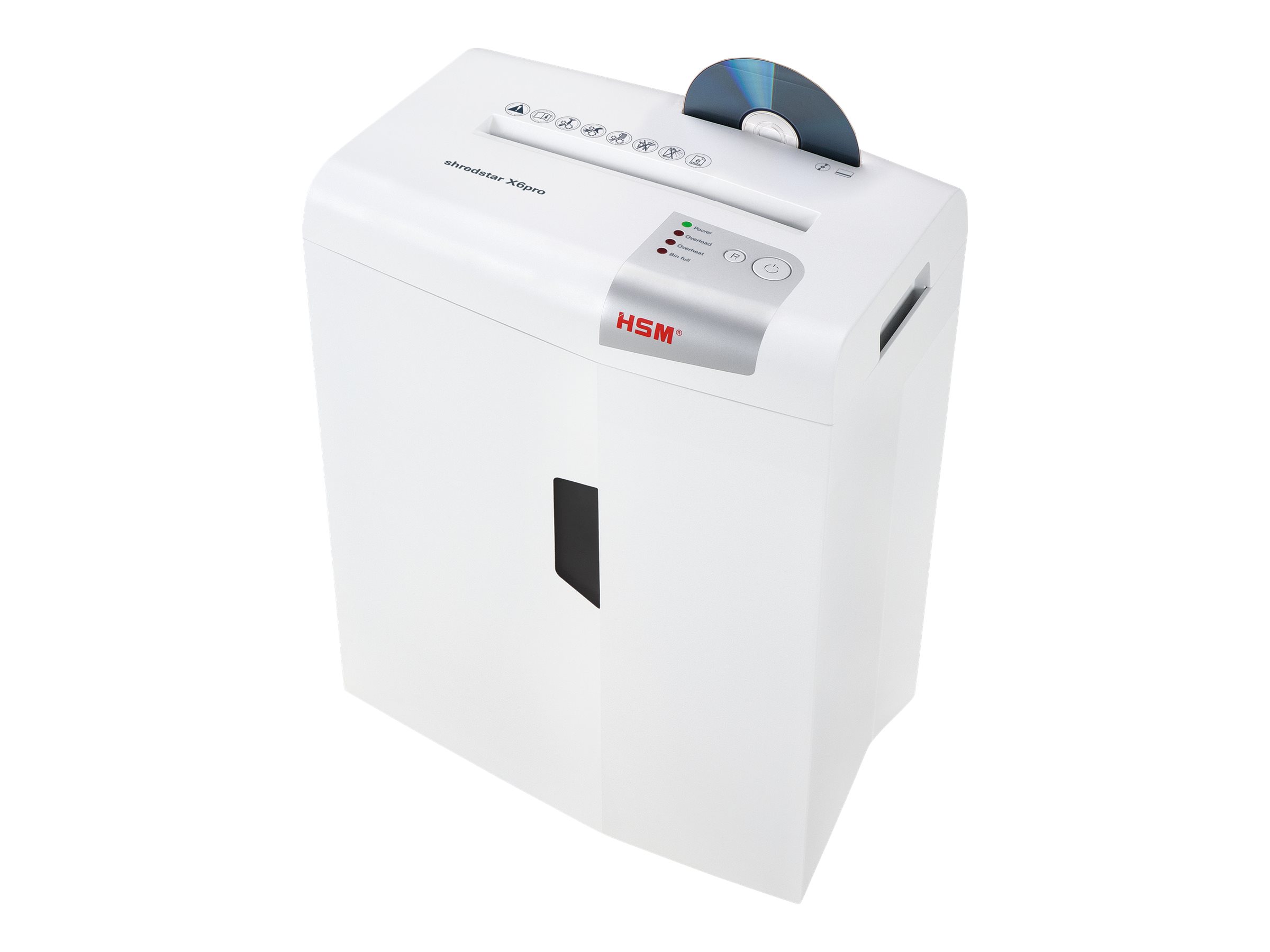 HSM shredstar X6pro Partikelschnitt-Aktenvernichter 2x15 mm 6 Blatt 20 Liter Silber, Weiß