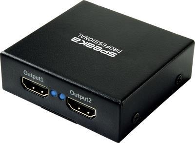 SpeaKa Professional SP-HDS-220 1+2 Port HDMI-Splitter Ultra HD-fähig 3840 x 2160 Pixel Black (SP-9006064)