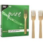 PAPSTAR Kuchen- und Snackgabel "pure", Länge: 145 mm, 50er aus Bambus, biologisch abbaubar und kompostierbar, - 1 Stück (88770)
