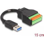 Delock USB 3.2 Gen 1 Kabel Typ-A Stecker zu Terminalblock Adapter mit Drucktaster 15 cm (66240)