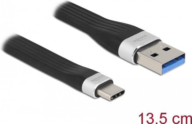 DELOCK USB 3.2 Gen 1 FPC Flachbandkabel USB Typ-A zu USB Type-C 13,5 cm PD 3 A