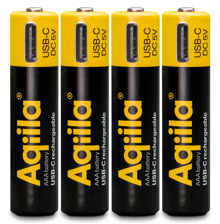 AQIILA AQ60AAA374C4 AAA Akku 600 mAh 1.5 V USB-C Schwarz, Gelb