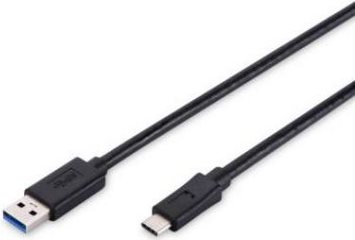 Assmann USB 3.1 Anschlusskabel Typ C auf Typ A 1m schwarz Datenübertragungen bis 5 Gbit/s (AK-300136-010-S)