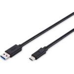 Assmann USB 3.1 Anschlusskabel Typ C auf Typ A 1m schwarz Datenübertragungen bis 5 Gbit/s (AK-300136-010-S)