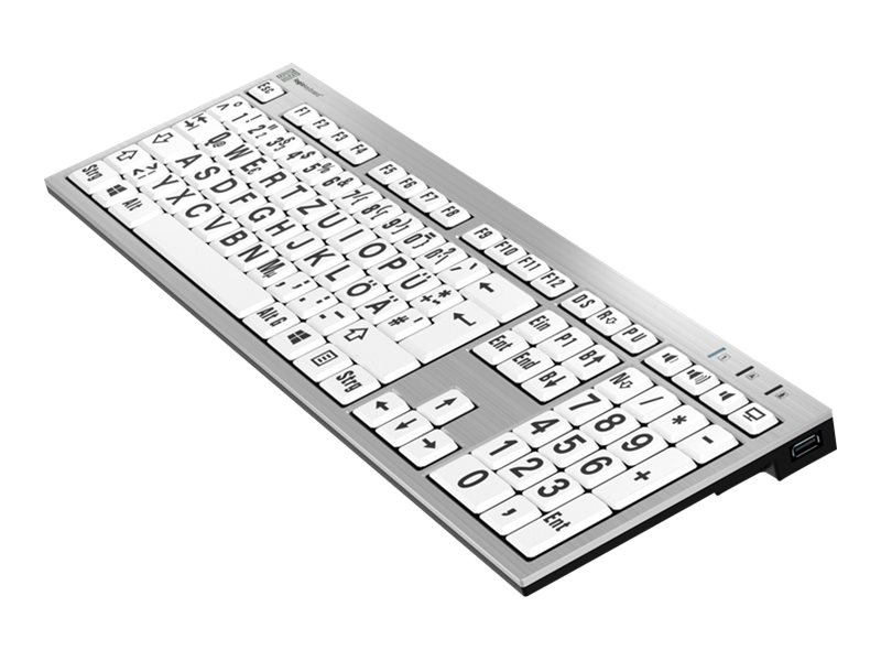 LogicKeyboard Largeprint Tastatur USB QWERTZ Deutsch Schwarz auf Weiß