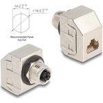 Delock M12 Adapter X-kodiert 8 Pin Buchse zu RJ45 Cat.6A STP Metall (60685)