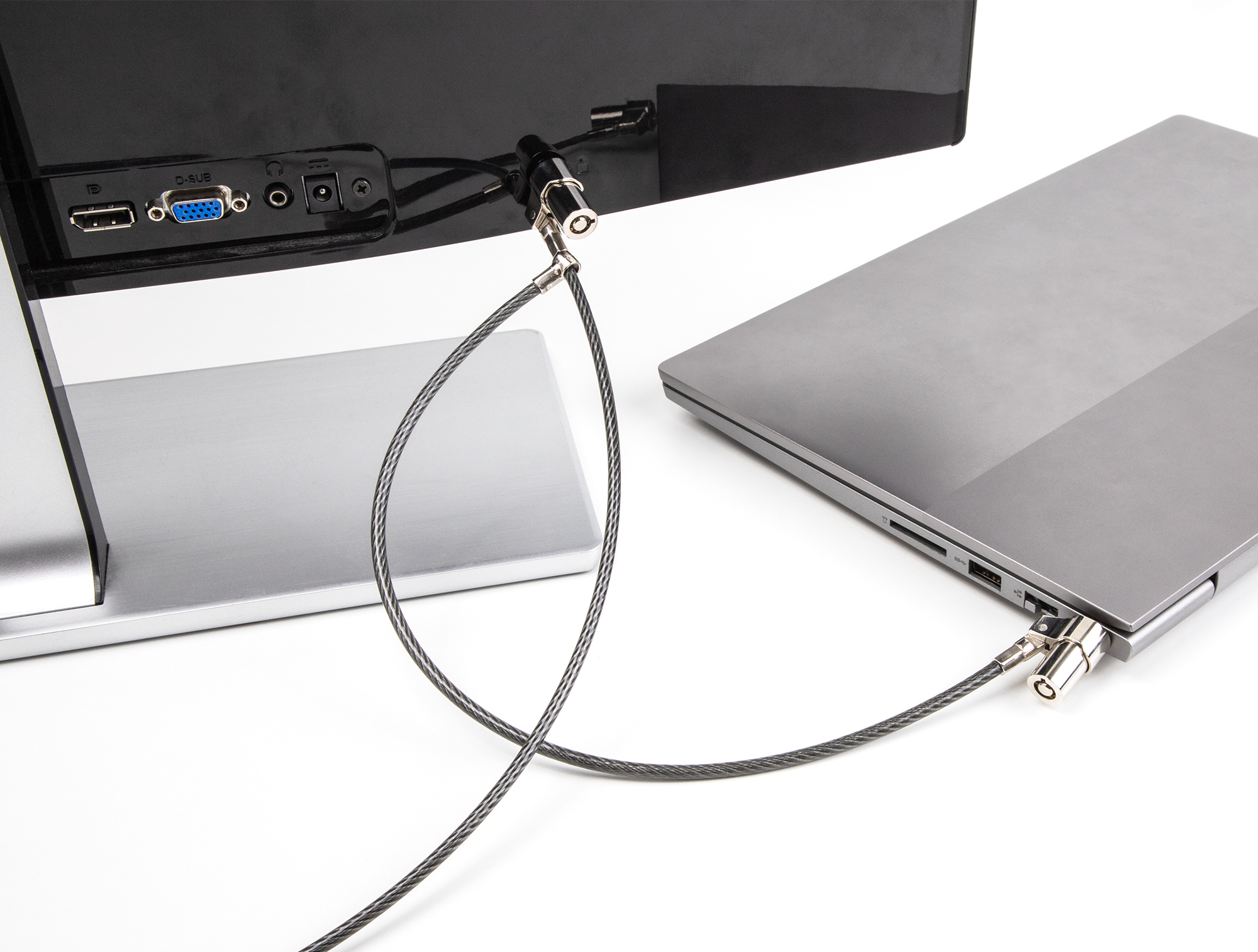 Navilock Dual Notebook Sicherungskabel 1,8 m Schwarz, Silber
