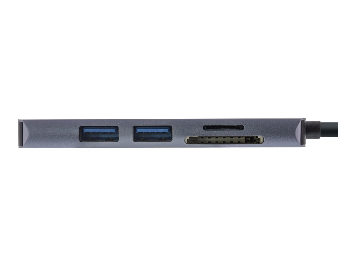 InLine Multifunktions-Hub USB 3.2 Gen 1 2x USB-A HDMI 4K/30Hz Cardreader Aluminium Grau