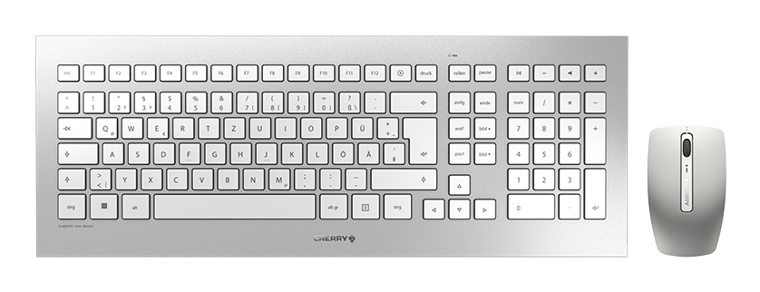 Cherry DW 8000 Tastatur-und-Maus-Set RF Wireless QWERTZ Deutsch Weiß, Silber