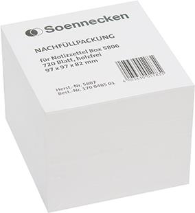 Soennecken Zettelboxeinlage 5807 97x97x82mm weiß 720 Bl./Pack. (5807)