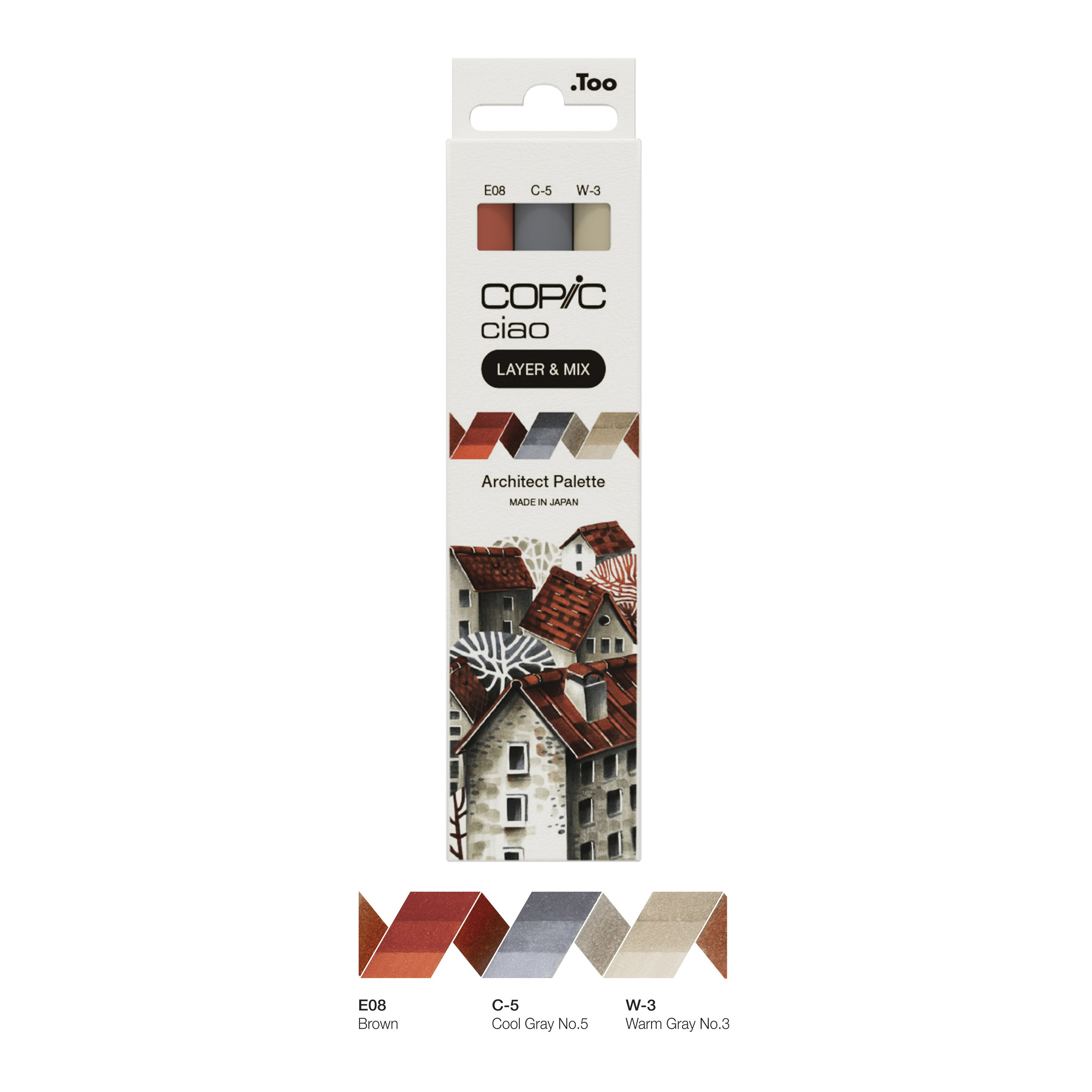 Copic Ciao LAYER & MIX Architect Palette Layoutmarker-Set 3 St. Beige, Braun, Warmes Grau