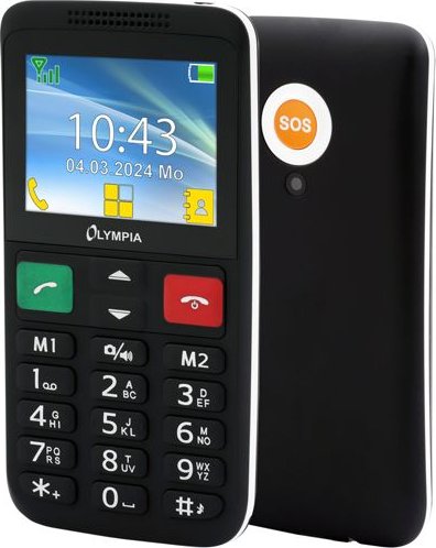 OLYMPIA Komfort-Mobiltelefon LUX Großtasten 2,4" Farbdisplay SOS-Taste Dual-SIM Kamera B Schwarz (2229)