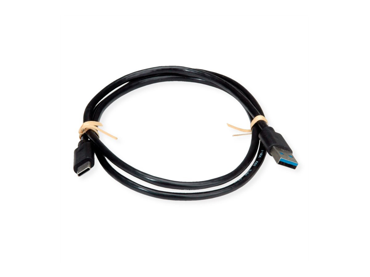 ROLINE Roline Recycled Material USB-Kabel USB Typ A zu USB-C 1 m Schwarz