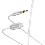 Hama Aux-Kabel Lightning - 3,5-mm-Klinke, Nylon, 1,0 m, Weiß (00201522)
