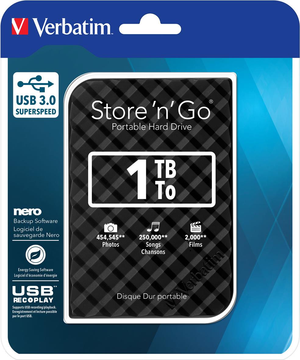 Verbatim Store 'n' Go Portable 2.5" 1 TB USB 3.0 Schwarz