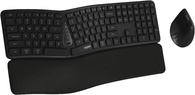 Rapoo 8810ME Ergonomisches Kabelloses Tastatur-Maus-Set QWERTZ Grau