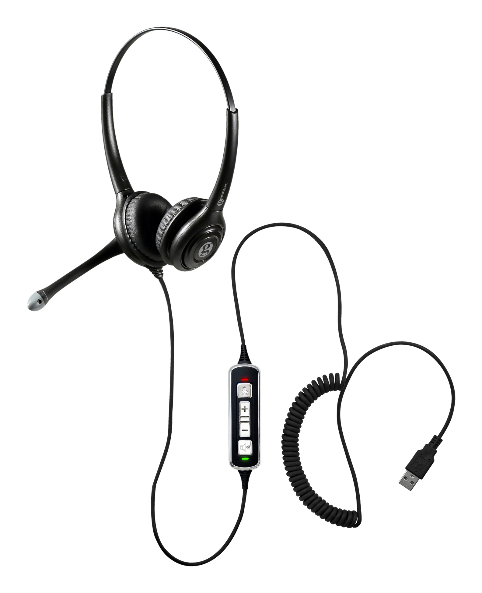 Geemarc CLA3 A-USB On-Ear-Headset mit Boom-Mikrofon, USB-A, 2,5 m Kabel, Schwarz