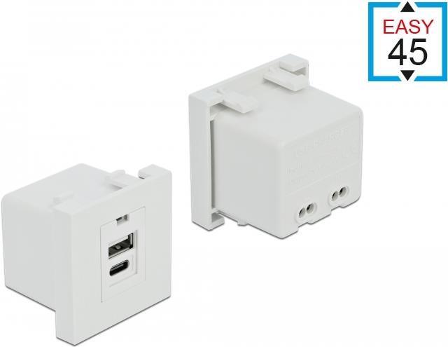 DELOCK Easy 45 USB Ladeportmodul 1 x USB Typ-A + 1 x USB Type-C