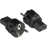 Stromadapter Schutzkontakt-Stecker Typ E+F (CEE 7/7, gerade) an Kaltgeräte-Buchse C13 (gerade), schwarz, Good Connections® (PA-0030S)