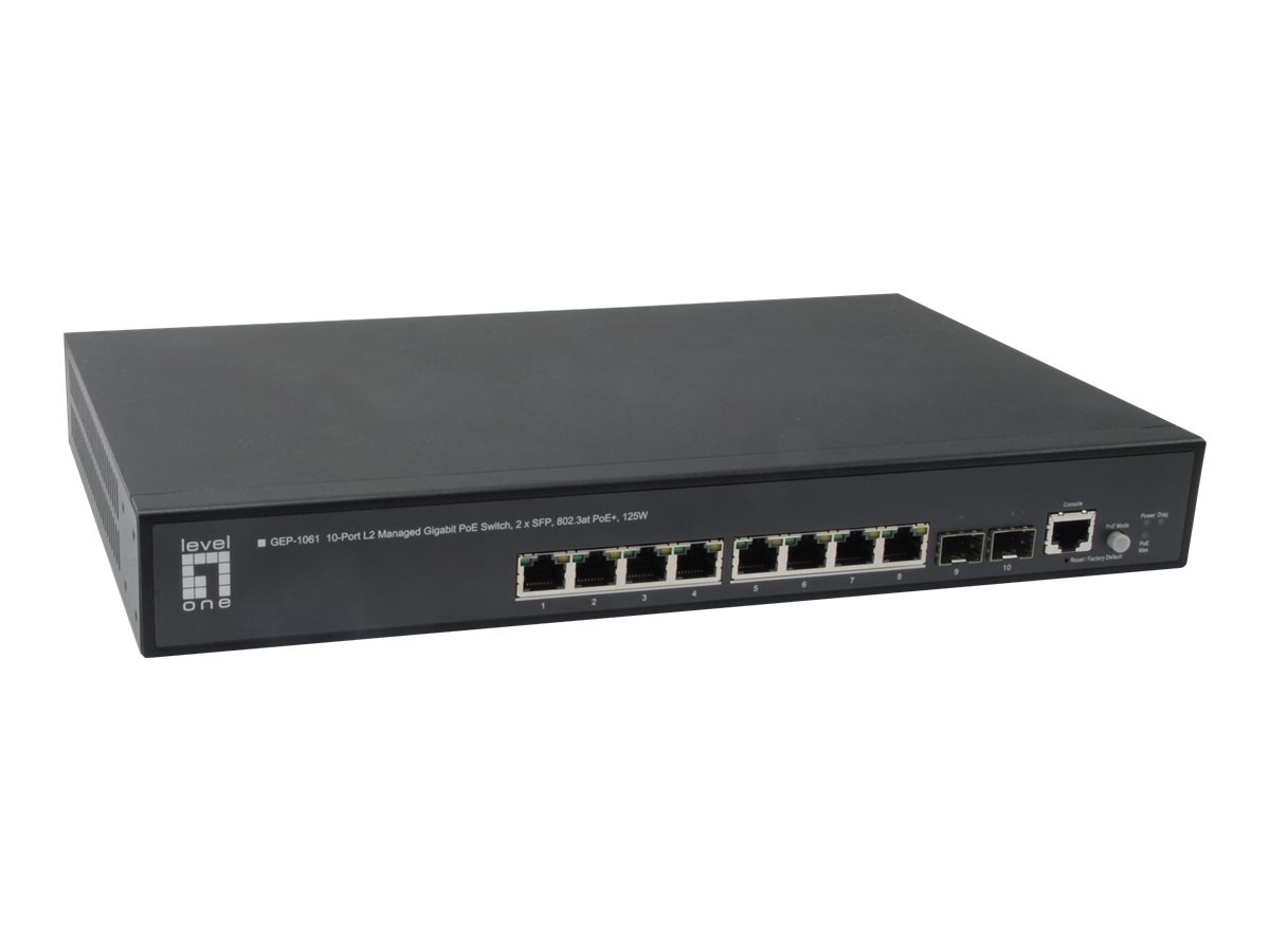 LevelOne GEP-1061 Managed L2 Switch 8 x 10/100/1000 (PoE+) 2 x SFP Schwarz