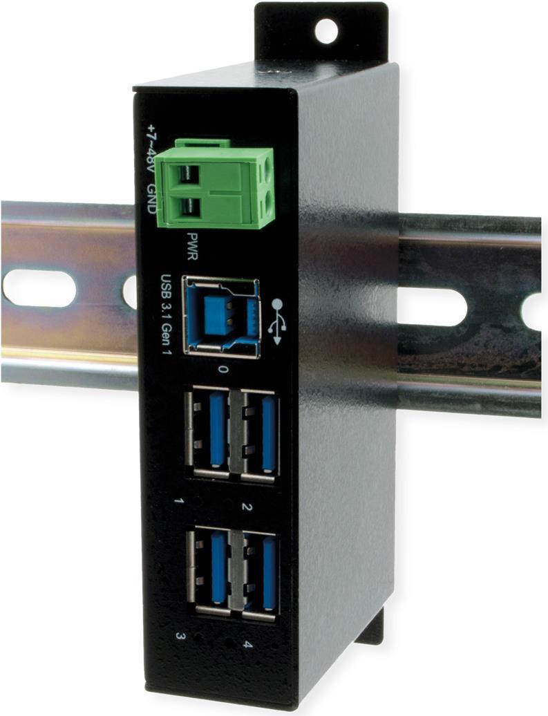 EXSYS EX-1504HMS Schnittstellen-Hub USB 3.2 Gen 1 (3.1 Gen 1) Type-B 5000 Mbit/s Schwarz (EX-1504HMS)