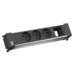 Bachmann Power Frame Steckdosenleiste ALU 4-fach 3xUTE Steckdosen, 1x Custom Module, Stromeingang: 0,2m H05VV-F 3G1,5mm² mit GST18i3 verpackt im Polybeutel (916.0621)