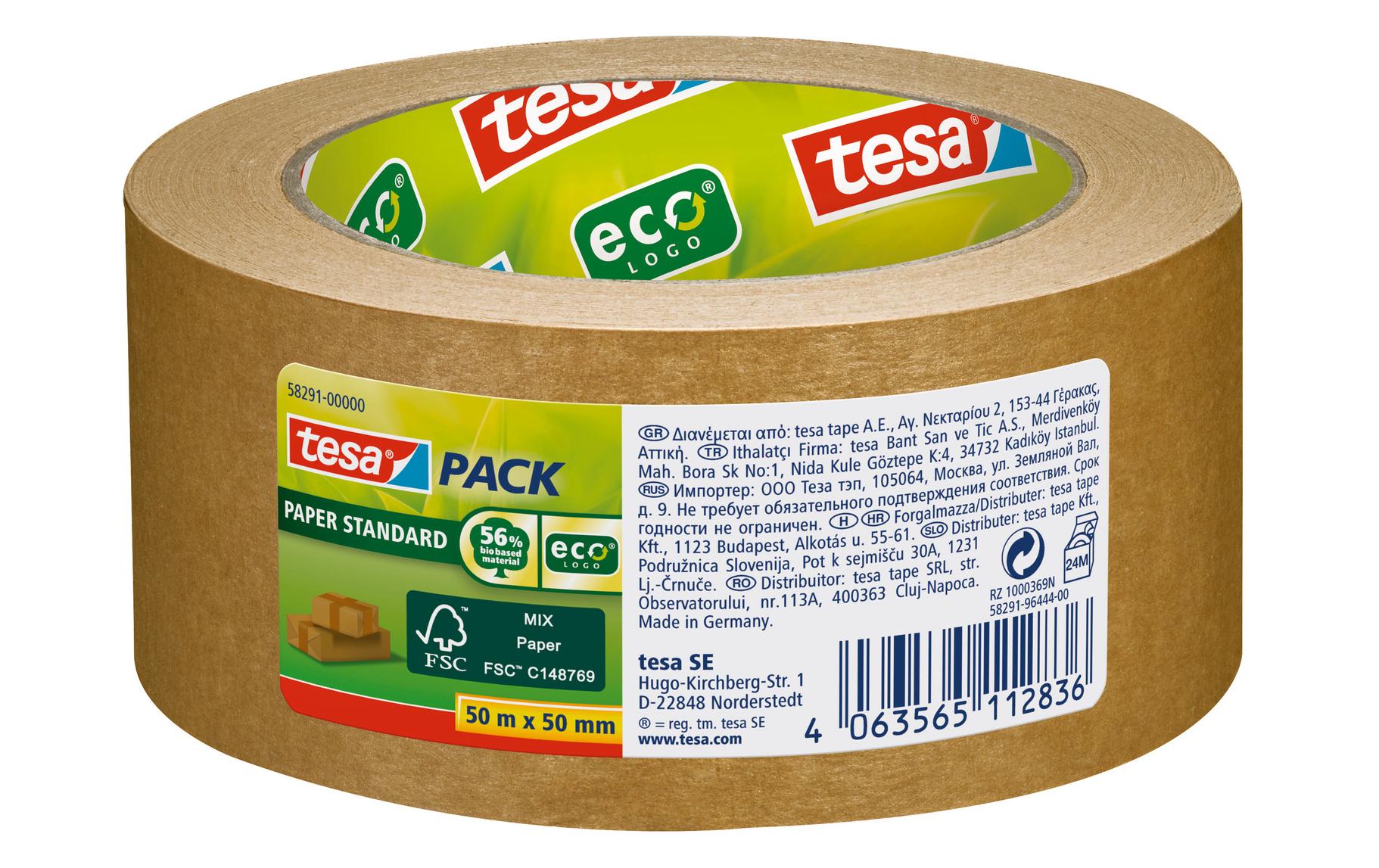 tesa tesapack PAPER ecoLogo Verpackungsklebeband 50 mm x 50 m Braun