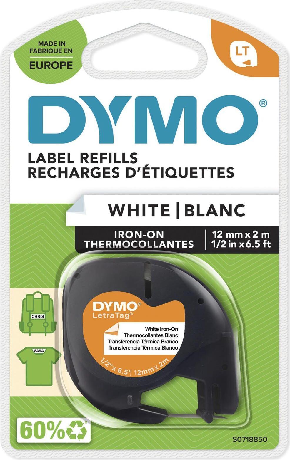 DYMO® Original Schriftband für LetraTag, Aufbügelbar - schwarz auf weiss (S0718850)
