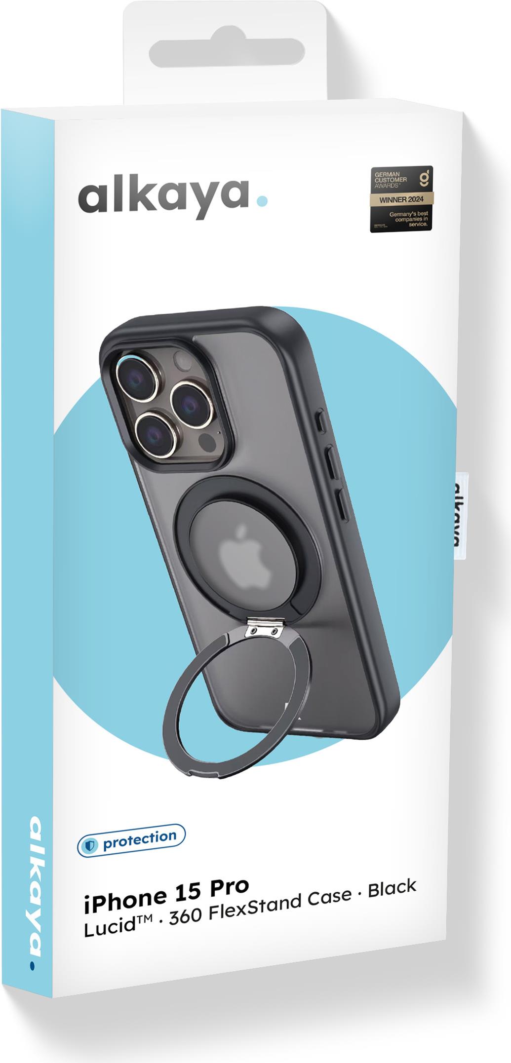 alkaya Lucid 360 FlexStand Case mit Magsafe für iPhone 15 Pro schwarz (CS-20224)