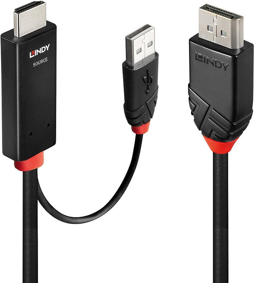 Lindy Adapterkabel HDMI, USB (nur Strom) männlich zu DisplayPort männlich (41498)