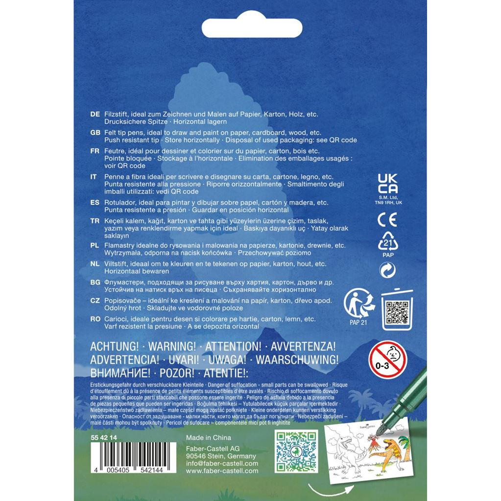 Faber-Castell Dino Filzstifte 13 St. Farbsortiert + Gratis Dinosticker