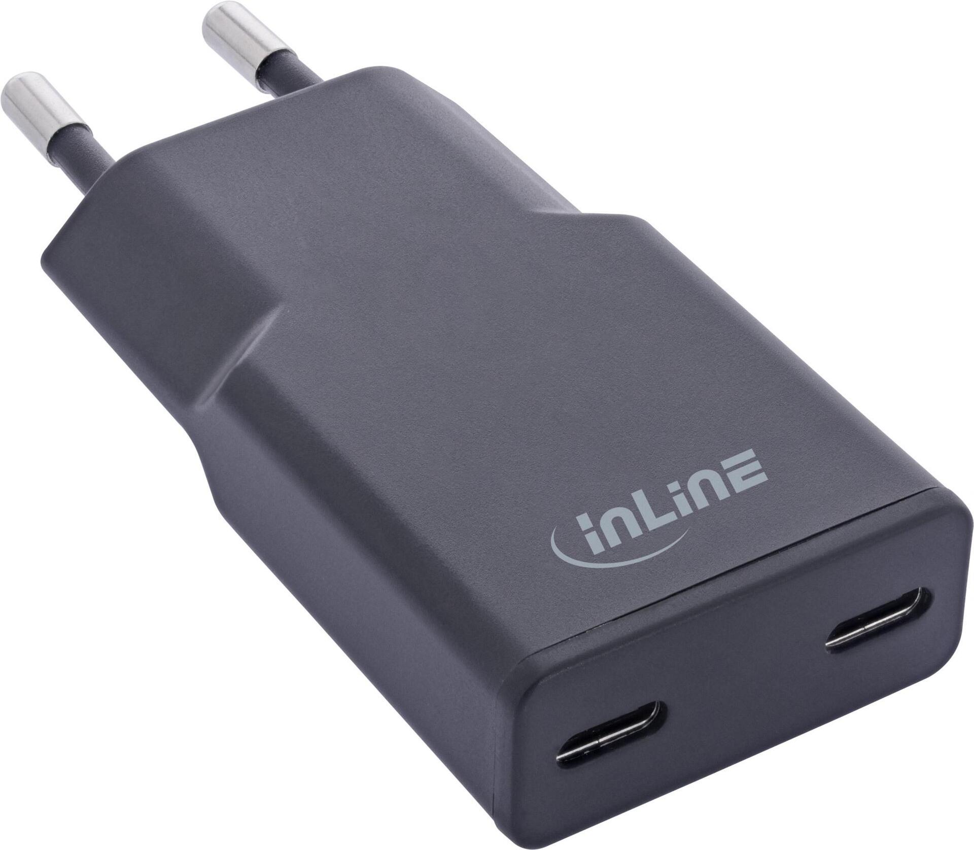 InLine USB Netzteil Ladegerät Dual USB-C PD PPS 30W schwarz (31509B)