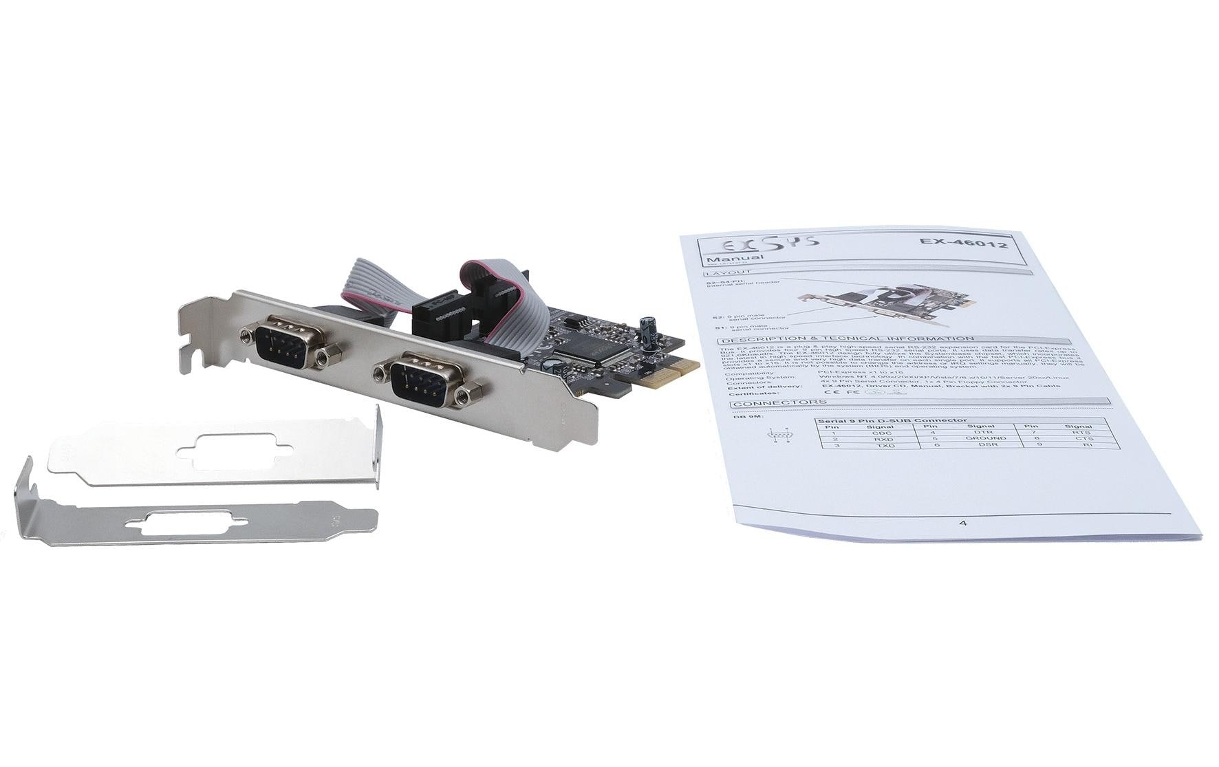 Exsys EX-46012 PCIe RS-232 Schnittstellenkarte 2 Port Grau
